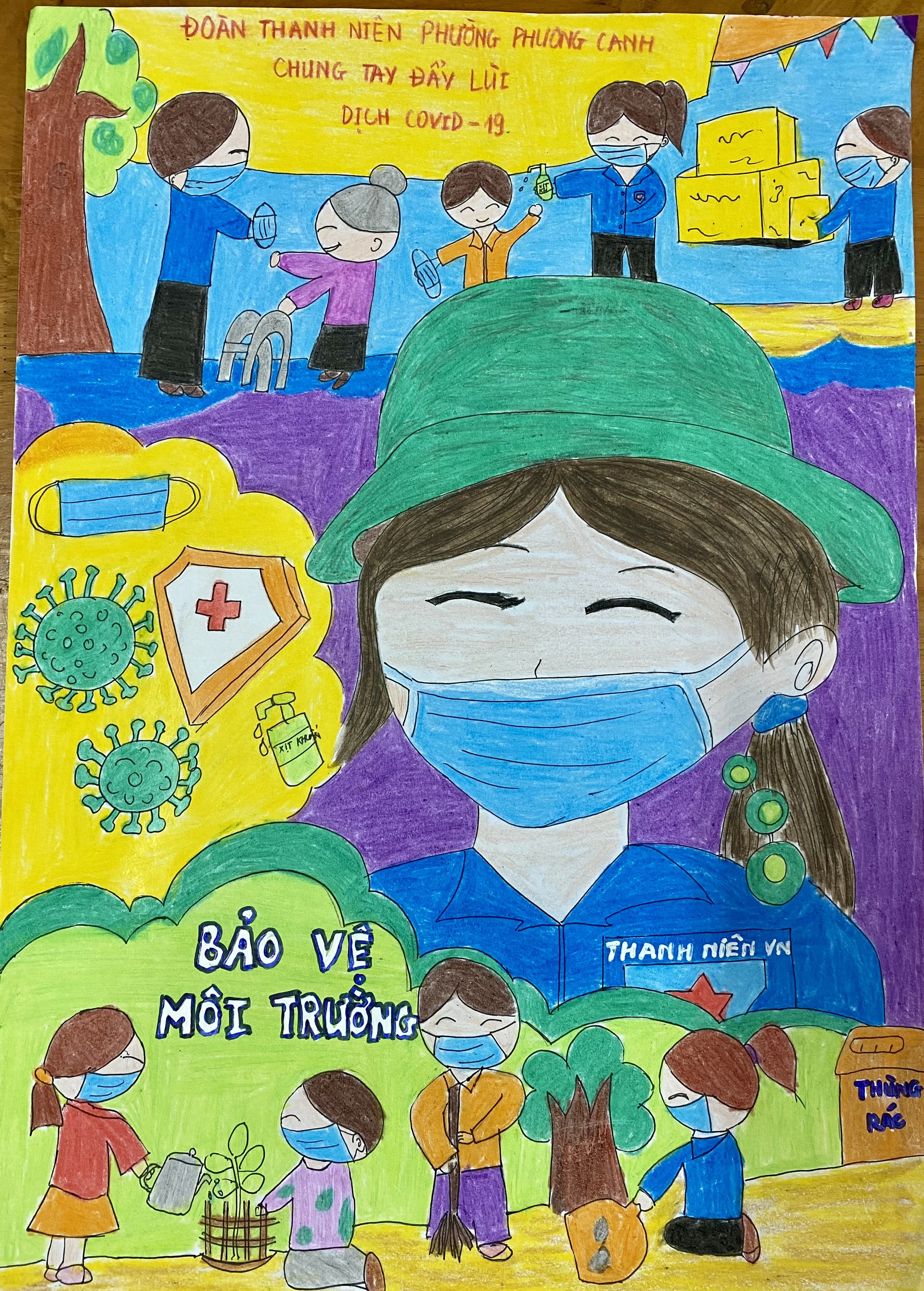 Cuộc thi vẽ tranh với chủ đề “Chung tay phòng dịch Covid 19” | Trường Tiểu  học Phương Canh, Nam Từ Liêm, Hà Nội